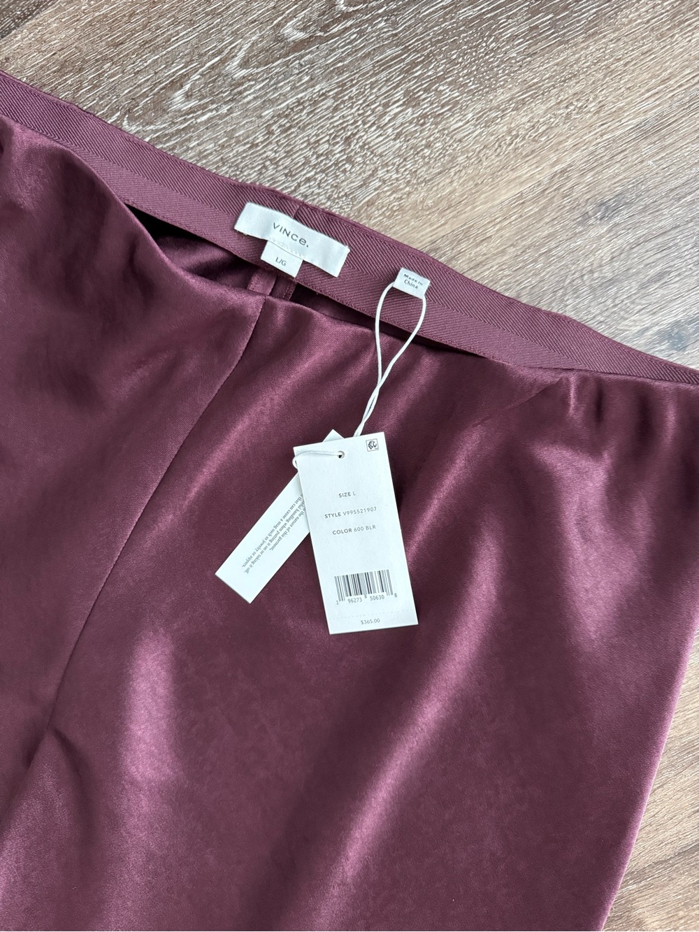 Vince Wide-Leg Satin Pants in Deep Wine - Picture 2 of 9